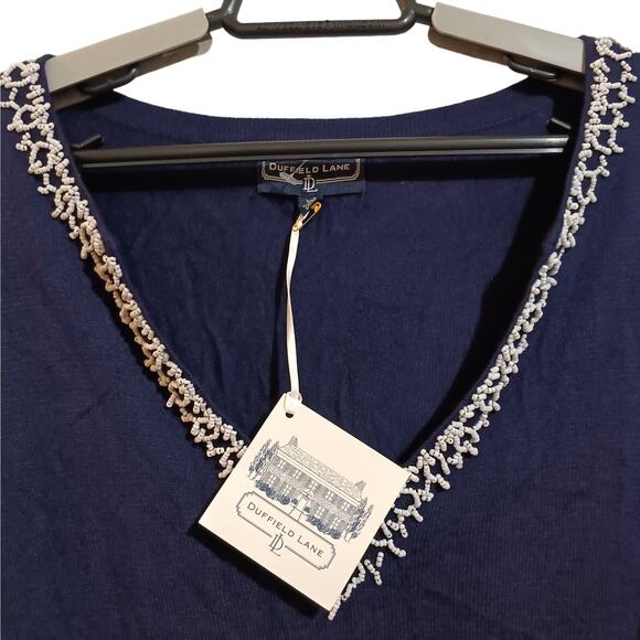 Duffield Lane Briggs Beaded Sweater Top Lightweight X Small New - Picture 3 of 8